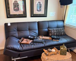 Wall Art, Rattan Table, Convertible Sofa