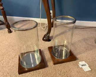 Pottery Barn Hurricane Candle Pair