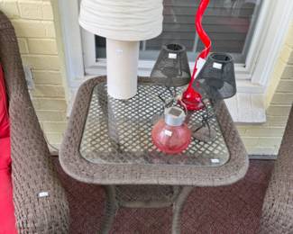 Outdoor Furniture, Vintage MCM Style Red Glass Vase