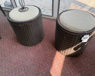 Woven Stool with Upholstered Top