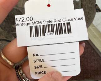 Vintage MCM Style Red Glass Vase