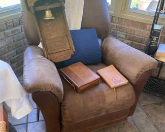 lazy boy recliner and leather bibles