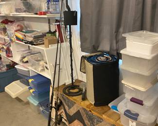 fishing poles, metal detector