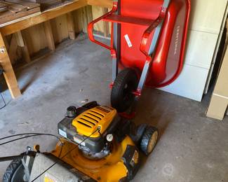 push mower and wheel barrow