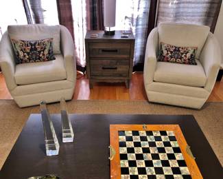 Pair, Milo Baughmann-Style Swivel Tub Chairs