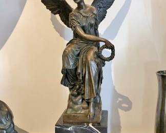 Vintage Bronze of a Seated Angel, signed
