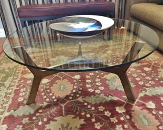 Mid-Century-Style Glass & Brass Coffee Table
