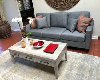 Contemporary Sofa and Ash Coffee Table on Contemporary Rug (Pierce Carving NOT for sale)