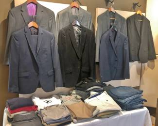 Men's Suits & Dress Shirts by Hugo Boss, Theory, Calvin Klein, Kenneth Cole, Ben Sherman, H & M, BR, etc.  Silk Ties by Valentino, Dior, Bergamo, Donna Karan, Perry Ellis, etc.