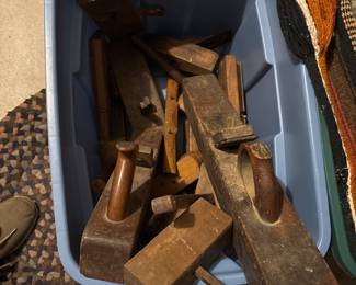 Set of old woodworking tools. Many of them have manufacturers marks.