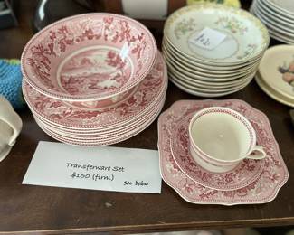 Transferware - place settings for 8