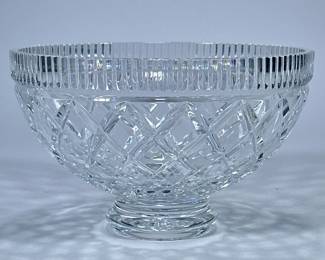 WATERFORD CENTER BOWL CUT DIAMOND | Cut diamond pattern, marked Waterford on the bottom.
Dimensions: h. 6 x dia. 10 in