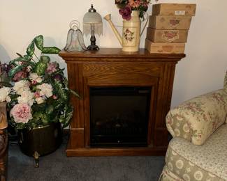 Oak electric fireplace