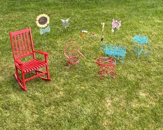 Lots of Garden art and trellises