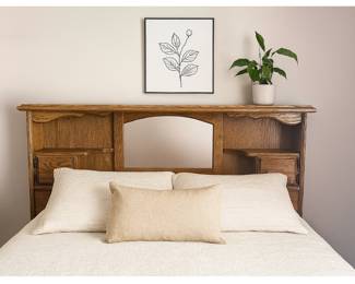 Queen panel headboard with mattress and box spring and frame