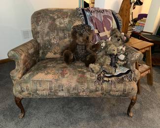 Tapestry Settee with Queen Anne legs