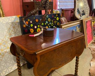 Fabulous mid 19th century table with two locking drawers in key