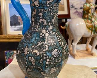 Fabulous Sterling silver pitcher over glass
