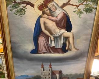 19th-century double sided oil on campus Russian