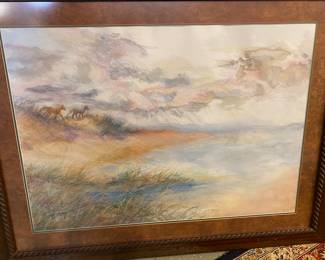 Very large, watercolor, Fort Worth artist Goldstein