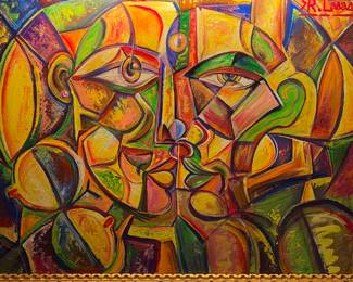 Very large oil on canvas signed