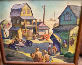 Roger Wolcott Oil on canvas signed and dated 1939 federal art project