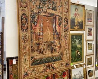 Fabulous late 18th century early 19th century French Aubusson Tapestry 70” x 108” this fabulous tapestry and needlepoint panels are at Benny, Jack’s !