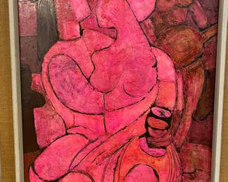 Mid century, modern oil, painting