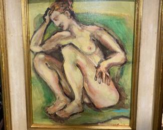 Beautiful nude oil on board signed