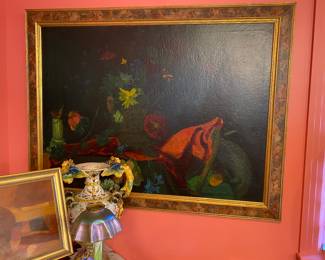 Very large still life oil on canvas Signed and dated 1928