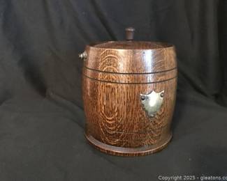 Oak Barrel Biscuit Jar