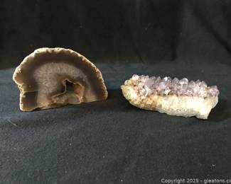 Agate Geode and Amethyst Crystal