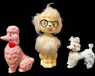 3 MCM Poodle Dog Figurines