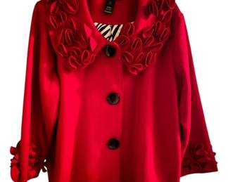 Ali Miles Red Wool Blend Blazer 1X