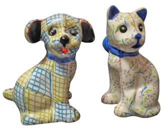 Ceramic Cat and Dog Salt and Pepper Shakers