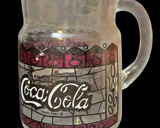 Vintage CocaCola Stained Glass Pitcher