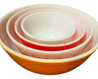 Pyrex Orange Red Friendship Nesting Bowls