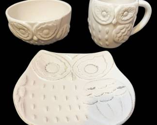 3 White Pier1 Imports Owl Pieces
