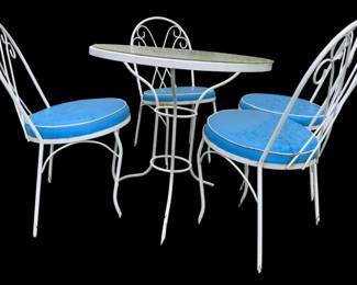 Vintage 4Chair Patio Set with Glass Table