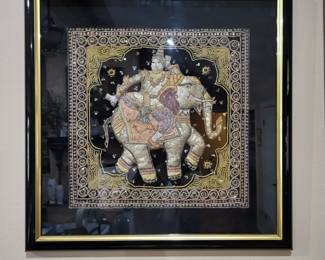 Kalaga tapestry
W/ebony wood frame.