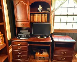 Computer desk and matching filing cabinet/printer table.