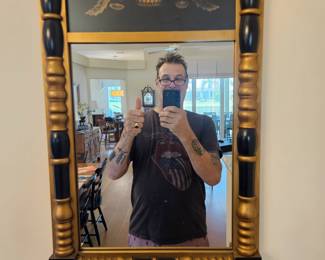 Hitchcock mirror  $100 ( small crack in black top design area ) hardly noticeable 