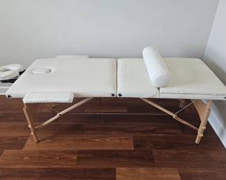 Portable white massage table with accessories $75