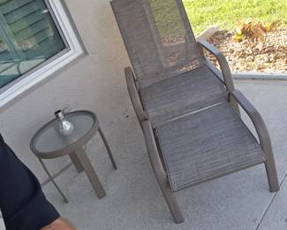 Chair and ottoman free if you purchase the patio table set, if not then $45 , and $15 for the side table