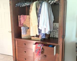Solid armoire (TV or hanging clothes storage) with doors that fold all the way open