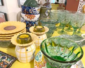 Phaltzgraff vintage American green goblets, swiss ceramics, portugal ceramics & more