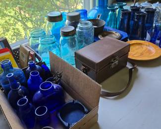Lots of blue glass