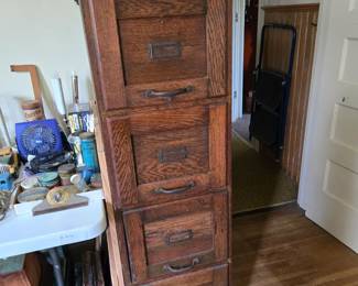 Vintage oak file cabinet