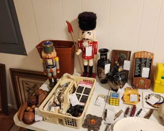 Nut Crackers, Carved Wooden Fruit, Vintage Toys and more