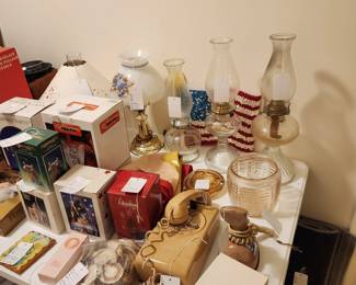Oil Lamps, Rotary Phones, Christmas Decor, Depression Glass